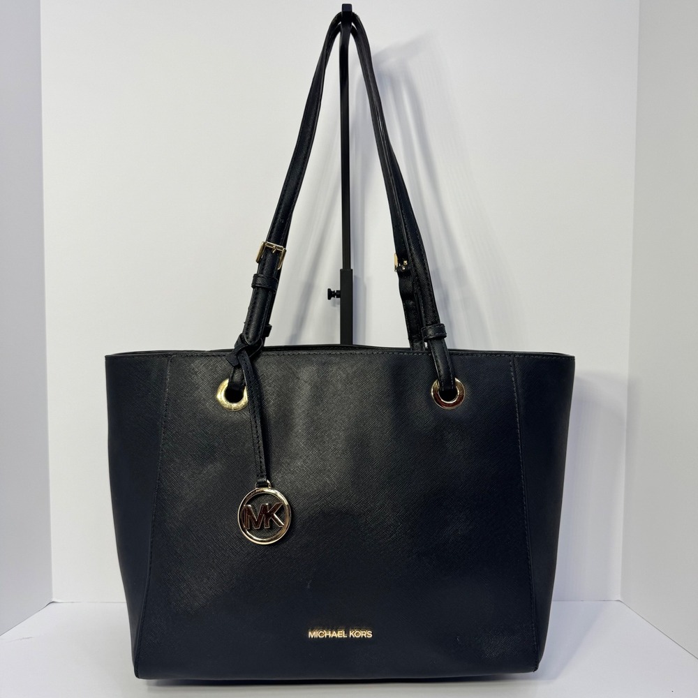 Michael Kors Walsh Multifunctional Black Saffiano Leather Tote‎ Shoulder Bag EUC